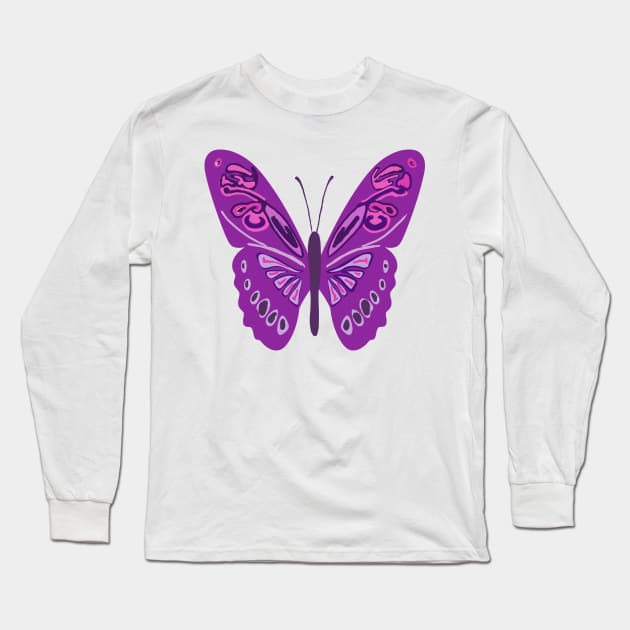 Purple Butterfly Long Sleeve T-Shirt by MGphotoart